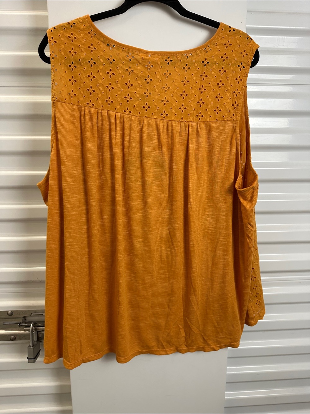 KNOX ROSE Mustard Eyelet Tassel Sleeveless Top - Women - Picture 6 of 9
